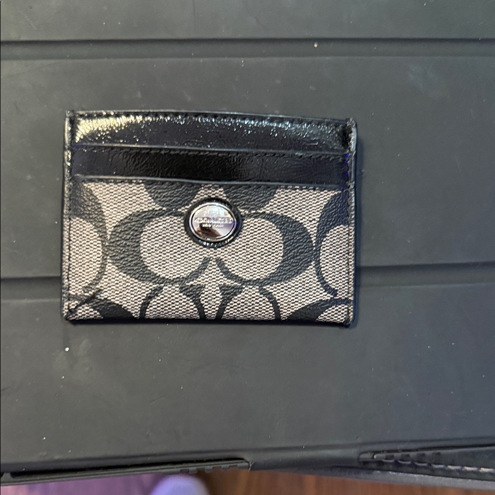 Coach Signature Black and Gray Card Holder